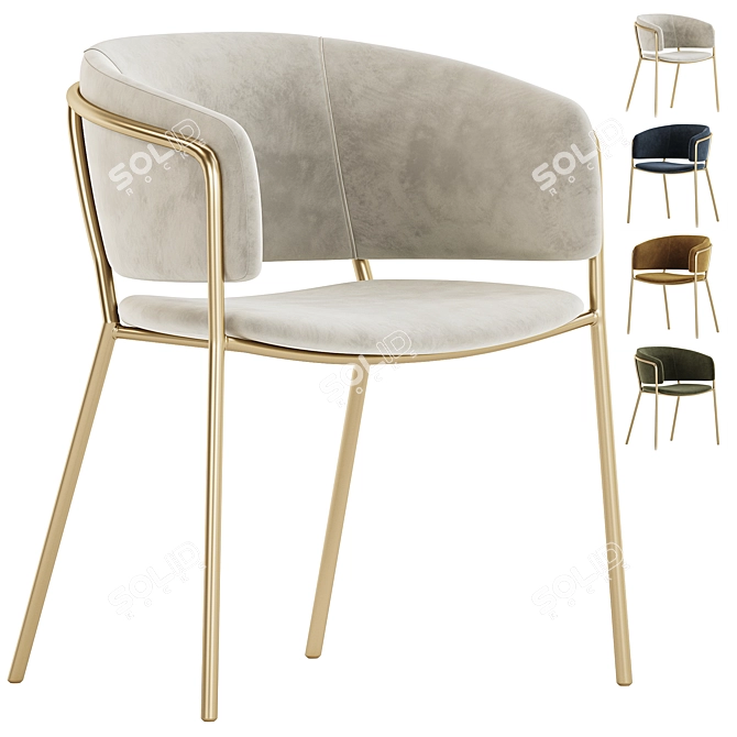 Chenille Beige Designer Chair Konnie 3D model image 5