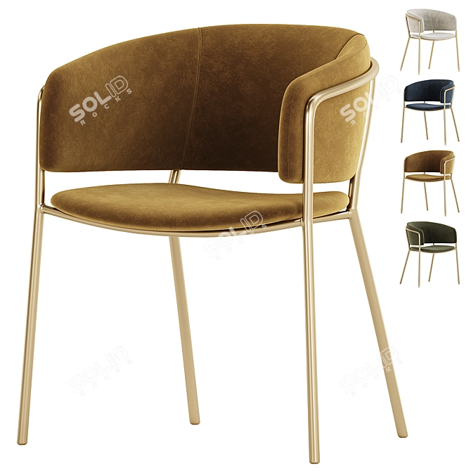 Chenille Beige Designer Chair Konnie 3D model image 1