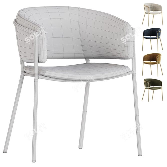 Chenille Beige Designer Chair Konnie 3D model image 4