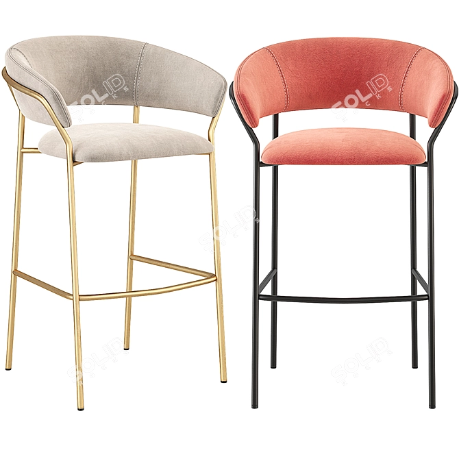 Velvet Jazz Barstool | Pedrali 3D model image 1