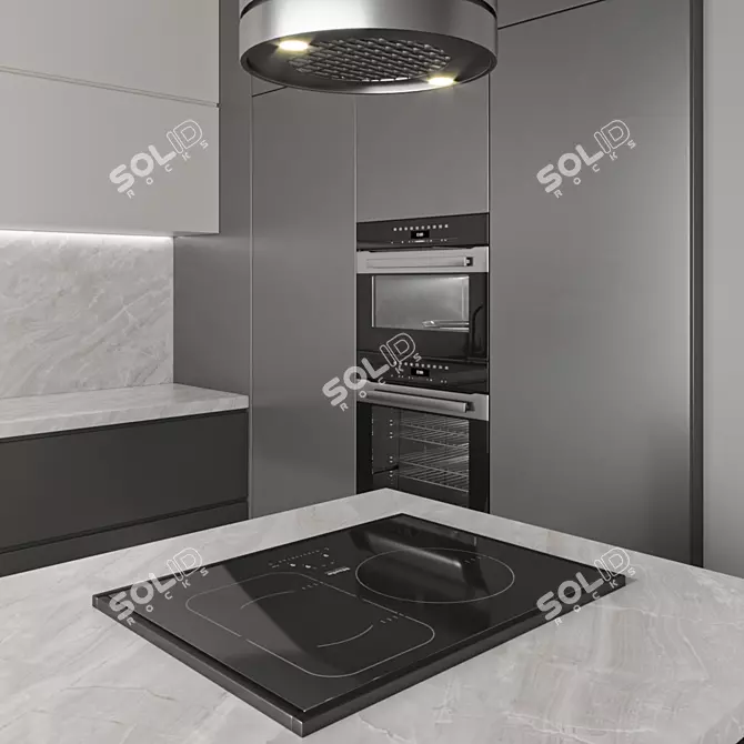 Modern Kitchen 3D Model Set 3D model image 2