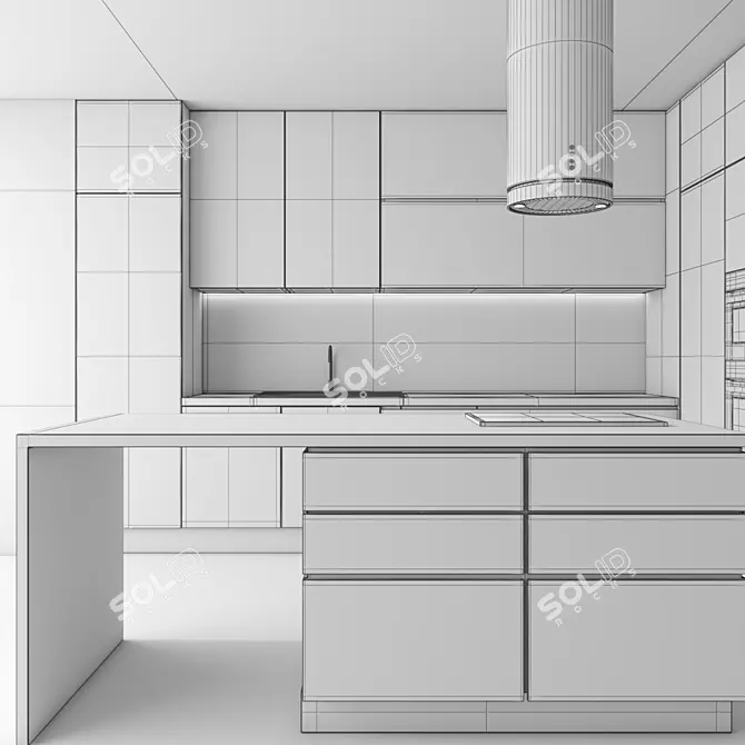 Modern Kitchen 3D Model Set 3D model image 4