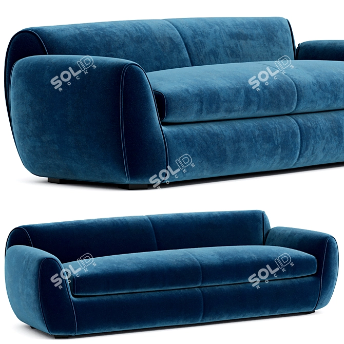 Luxurious Velvet Sofa with Removable Cover 3D model image 1