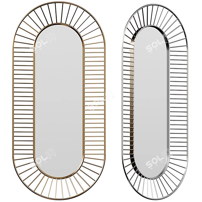 Art Deco Brass Hanging Mirror 3D model image 1