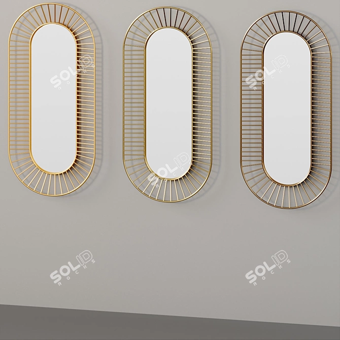 Art Deco Brass Hanging Mirror 3D model image 2