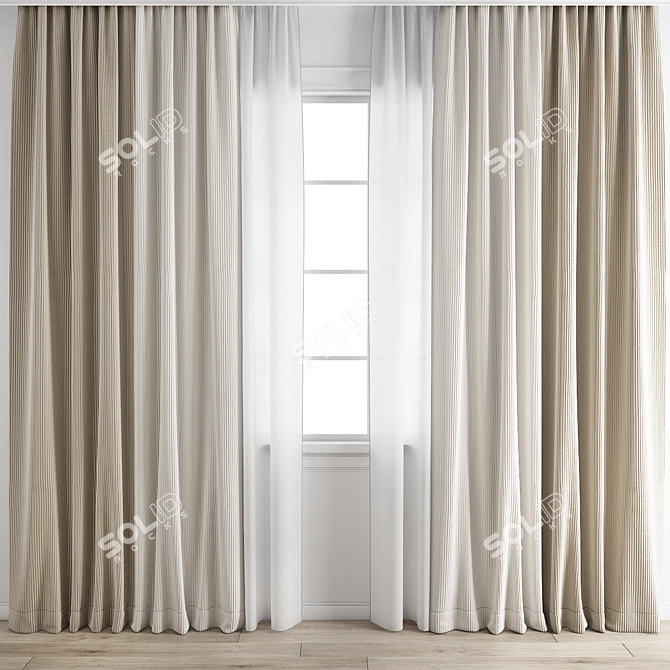 Polygonal Curtain 3D Model Kit 3D model image 4