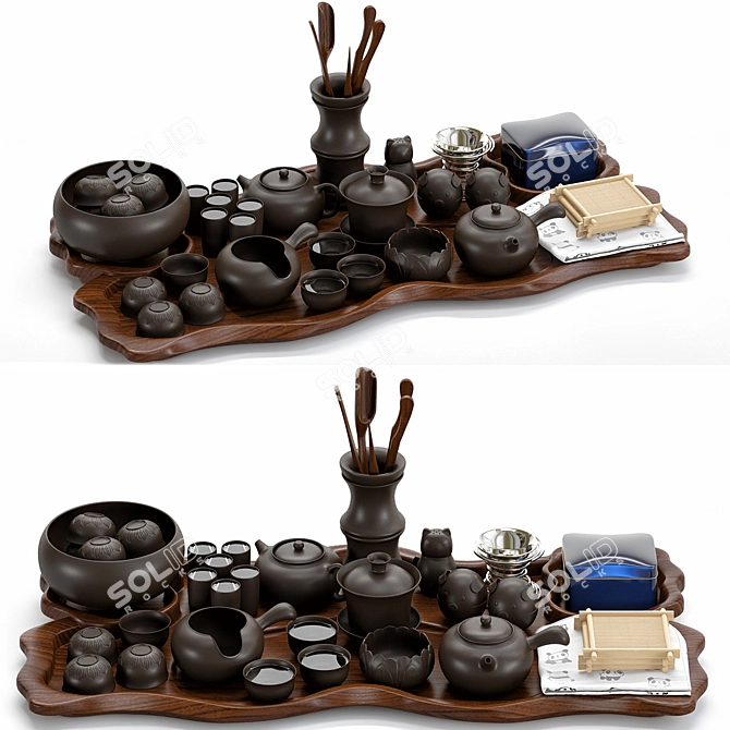 Traditional Chinese Tea Ceremony Set 3D model image 1