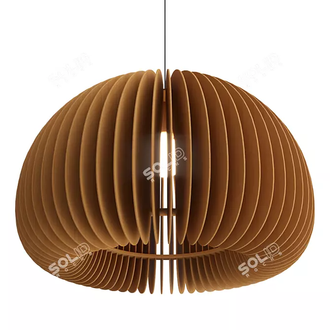 Rustic Wooden Pumpkin Pendant Lamp 3D model image 1