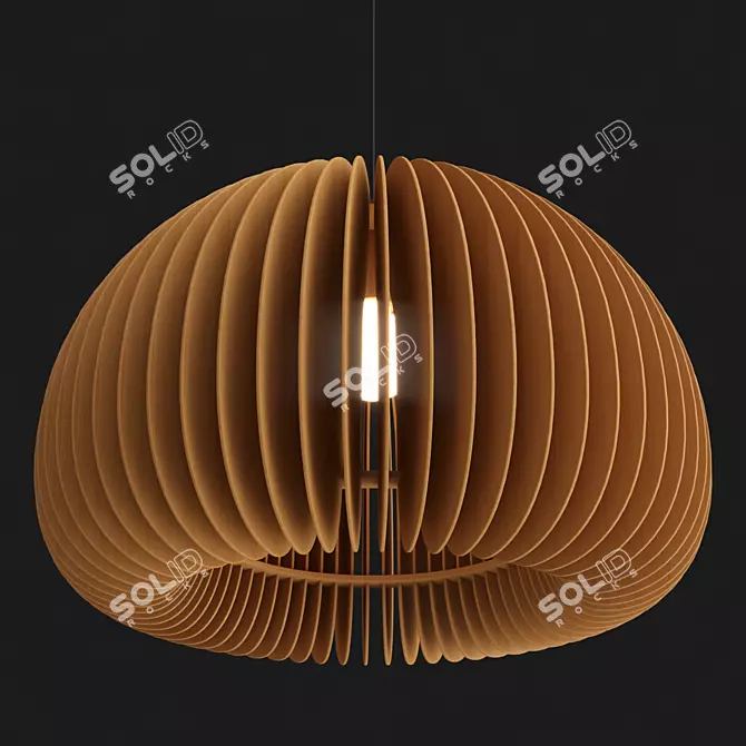 Rustic Wooden Pumpkin Pendant Lamp 3D model image 2