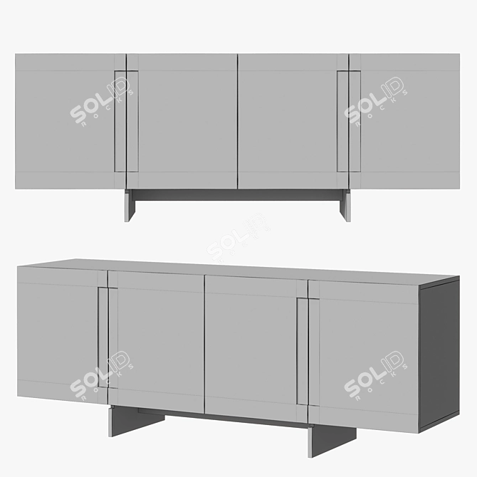 Brixton White & Walnut Sideboard 3D model image 2