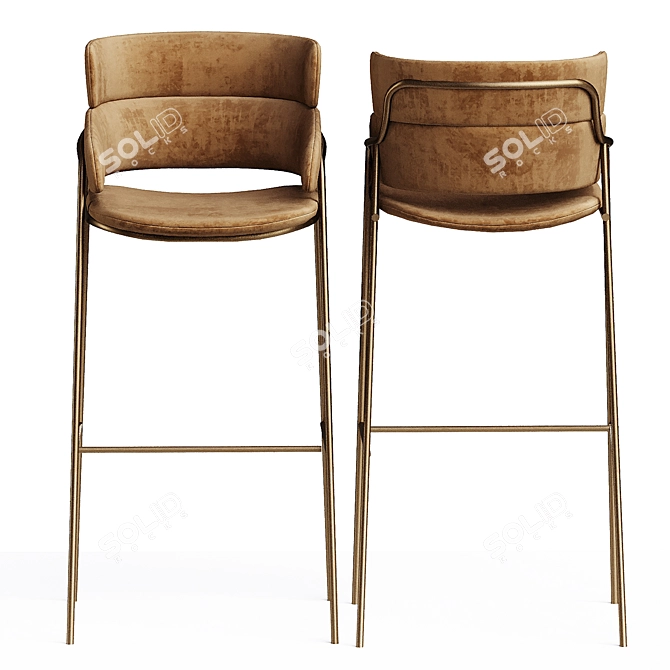 Modern High Back Fabric Stool 3D model image 2