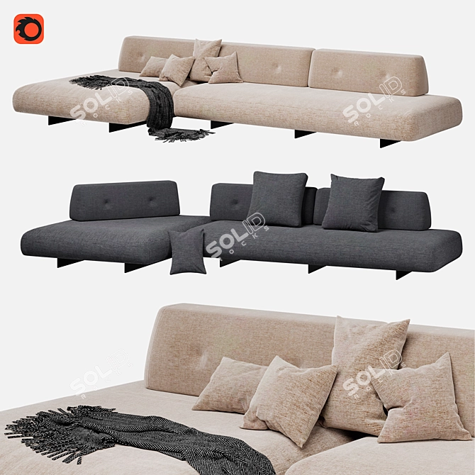 Modern Sand Sofa Comfort Concept 3D model image 1