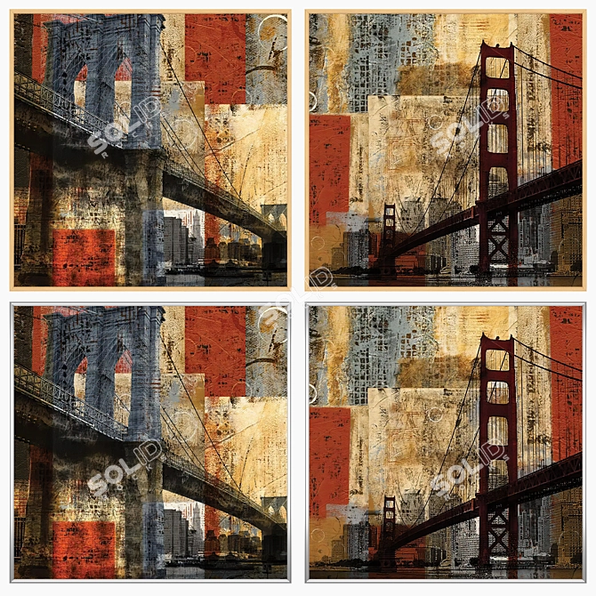 Wall Art Set with Frames 3D model image 3