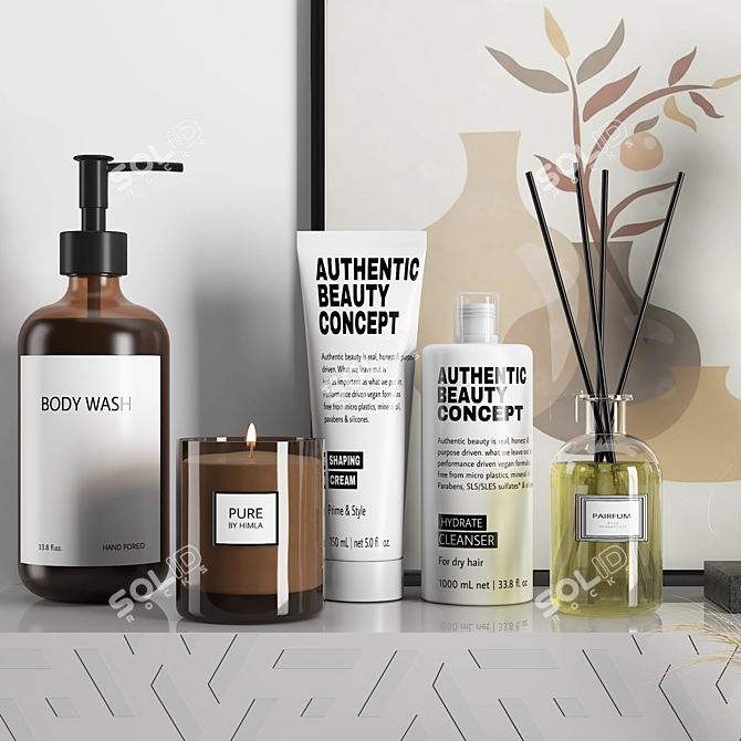 Modern Bathroom Accessories Set Pack 3D model image 4