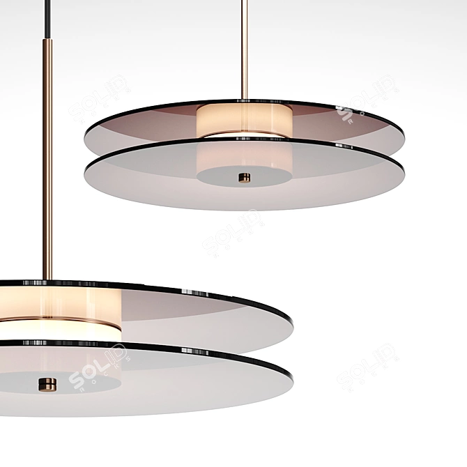 Metallized Glass Disc Pendant Light 3D model image 1