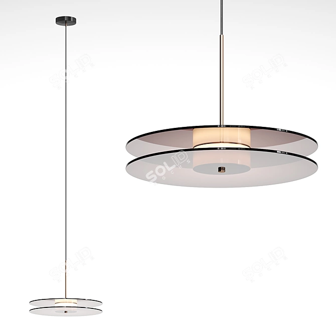 Metallized Glass Disc Pendant Light 3D model image 2