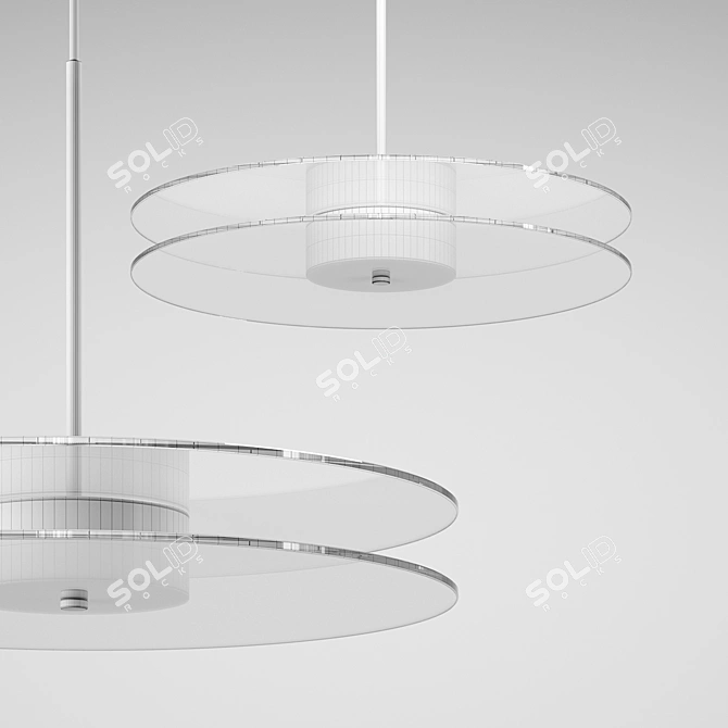 Metallized Glass Disc Pendant Light 3D model image 3