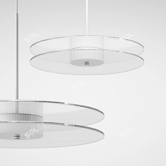 Metallized Glass Disc Pendant Light 3D model image 7