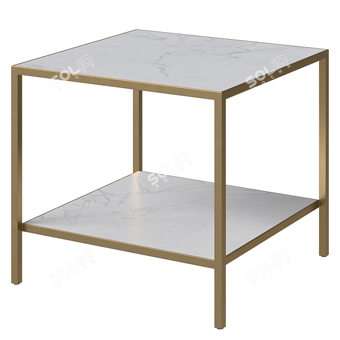 Elegant White Gold End Table 3D model image 1