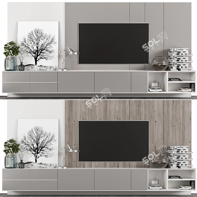  Modern 3D TV Wall Unit 3D model image 1