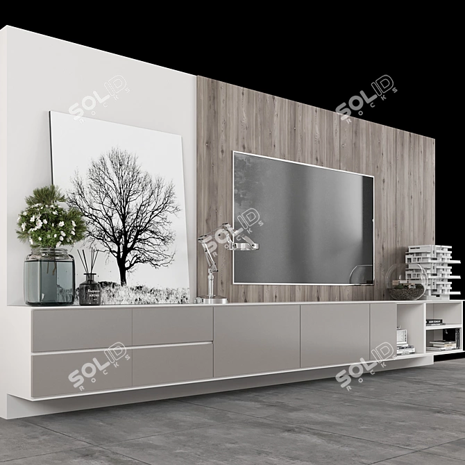  Modern 3D TV Wall Unit 3D model image 4