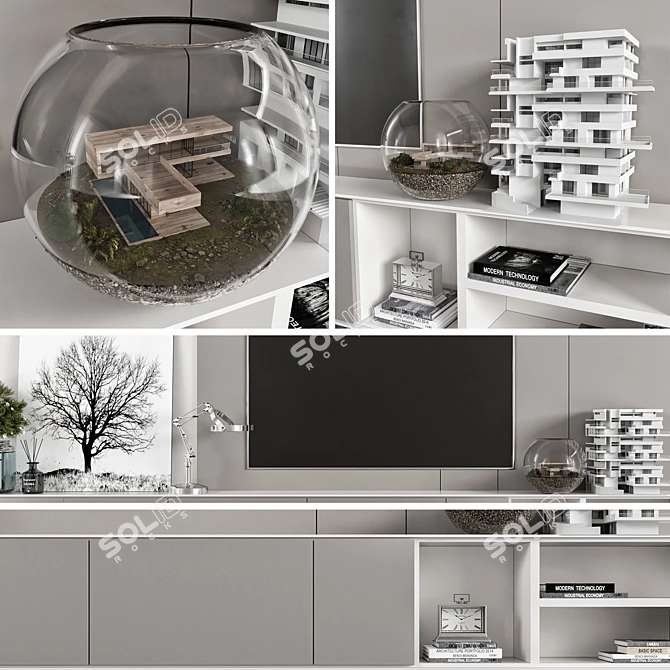  Modern 3D TV Wall Unit 3D model image 6