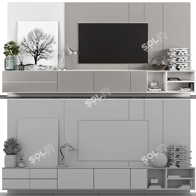  Modern 3D TV Wall Unit 3D model image 7