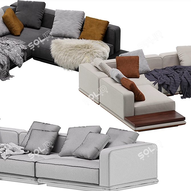 Stylish Minotti HORIZONTE Modular Sofa 3D model image 7