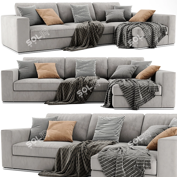 Italian Hermes Chaise Longue Sofa 3D model image 2