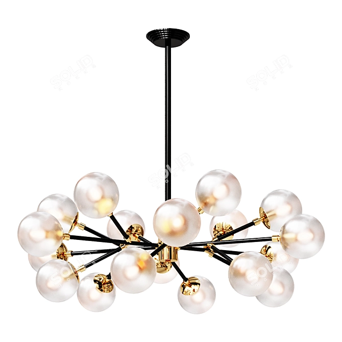 Vintage Amber Glass Chandelier 3D model image 1