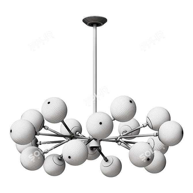 Vintage Amber Glass Chandelier 3D model image 2