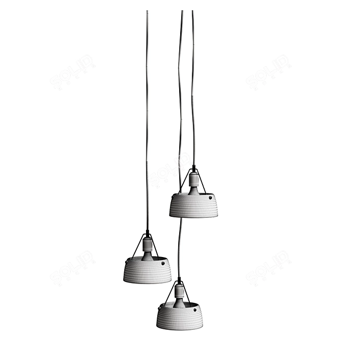 Contemporary Cluster Pendant Light - Black/Antique Brass 3D model image 2