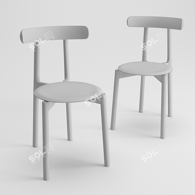 Unique Slim Chair with Flap-Ears 3D model image 4