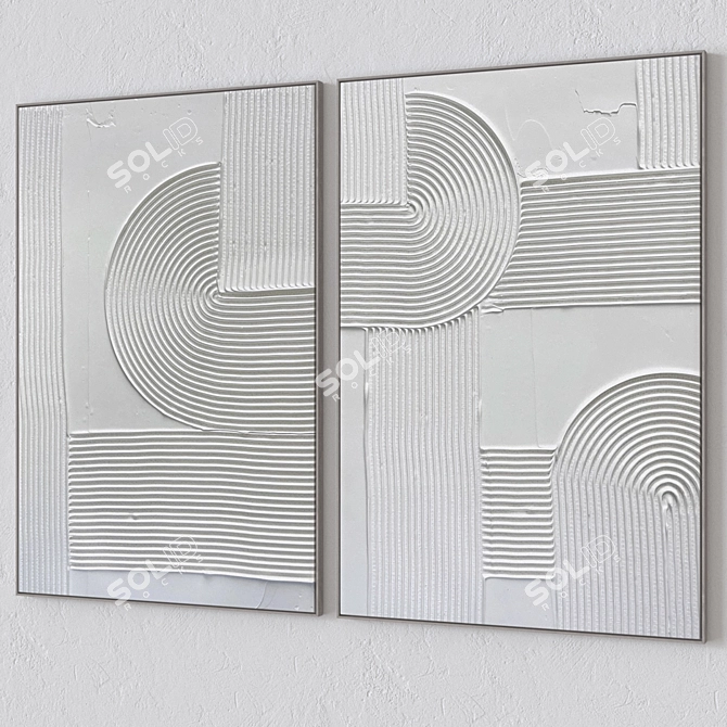 Wall Paintings Set Mosaic Frames 3D model image 2