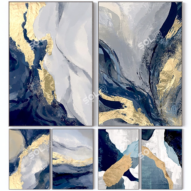 Set of 6 Large Wall Art 3D model image 1