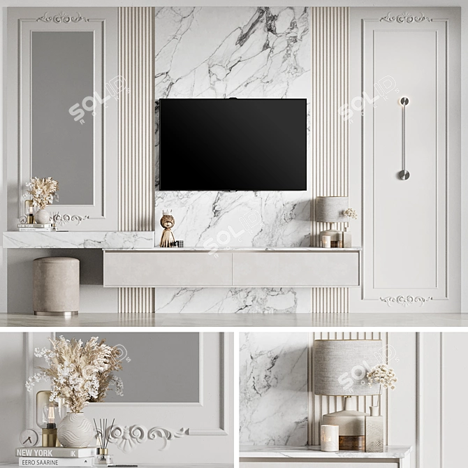 High-Quality TV Wall Model 3D model image 1