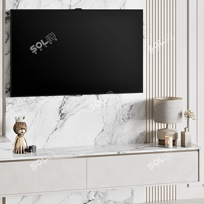 High-Quality TV Wall Model 3D model image 2