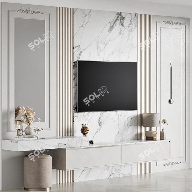 High-Quality TV Wall Model 3D model image 3