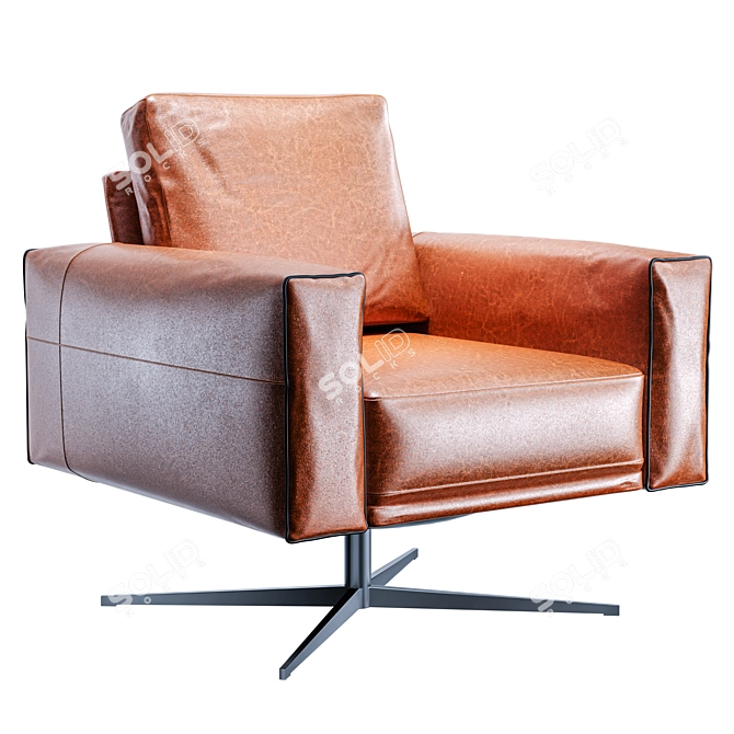 Luxury Swivel Leather Lounge Chair 3D model image 1