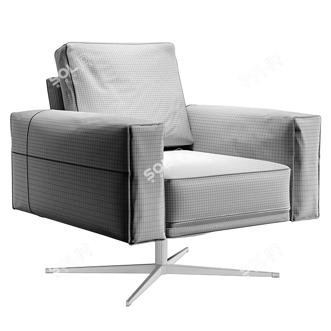 Luxury Swivel Leather Lounge Chair 3D model image 3