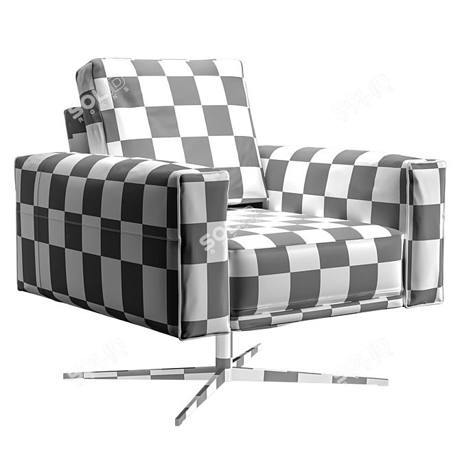 Luxury Swivel Leather Lounge Chair 3D model image 4