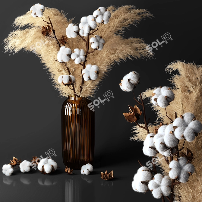 Cotton Bloom 3D Model Kit 3D model image 1