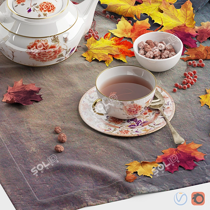 Autumn Tea Set | Decorative Paradise 3D model image 2