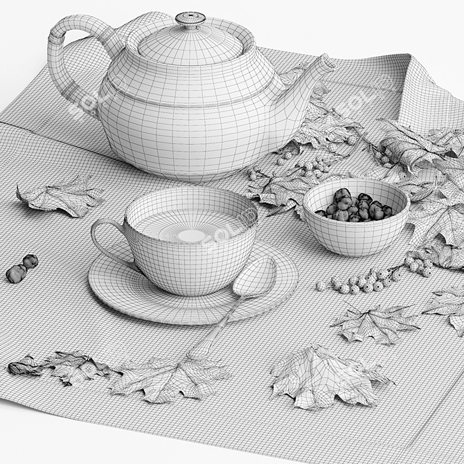Autumn Tea Set | Decorative Paradise 3D model image 7