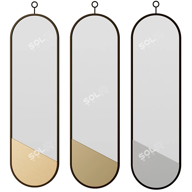 Handcrafted Natural Material Art Deco Mirror 3D model image 1