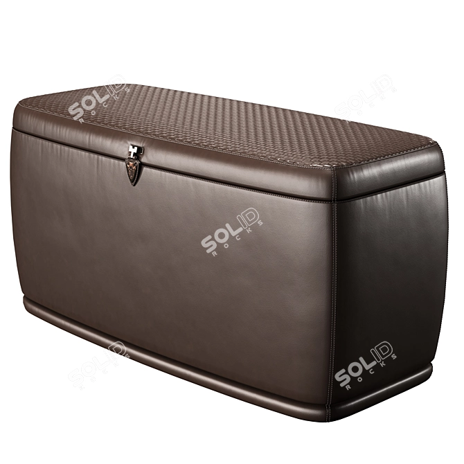 Luxury Upholstered Rectangular Pouffe 3D model image 1