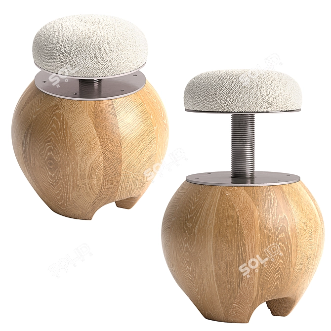 Oak Mushroom Stool CG Model 3D model image 1