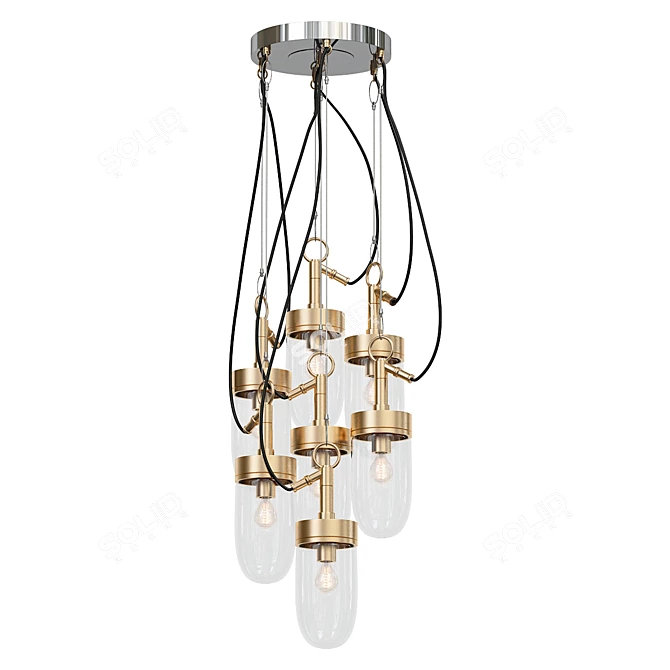 Industrial Galvanized Clear Glass Pendant 3D model image 1