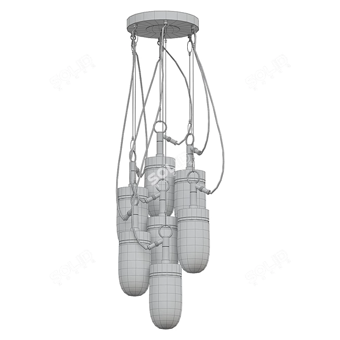 Industrial Galvanized Clear Glass Pendant 3D model image 2