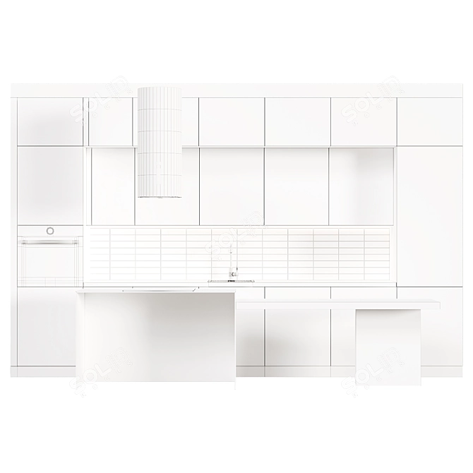 Modern Kitchen Set with Appliances 3D model image 5